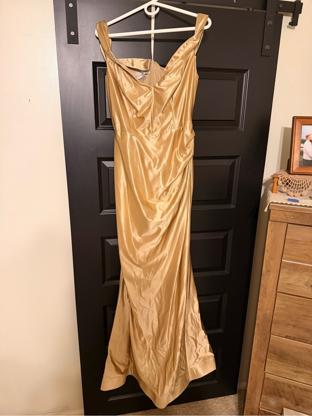 Gold Satin Evening Slip Dress